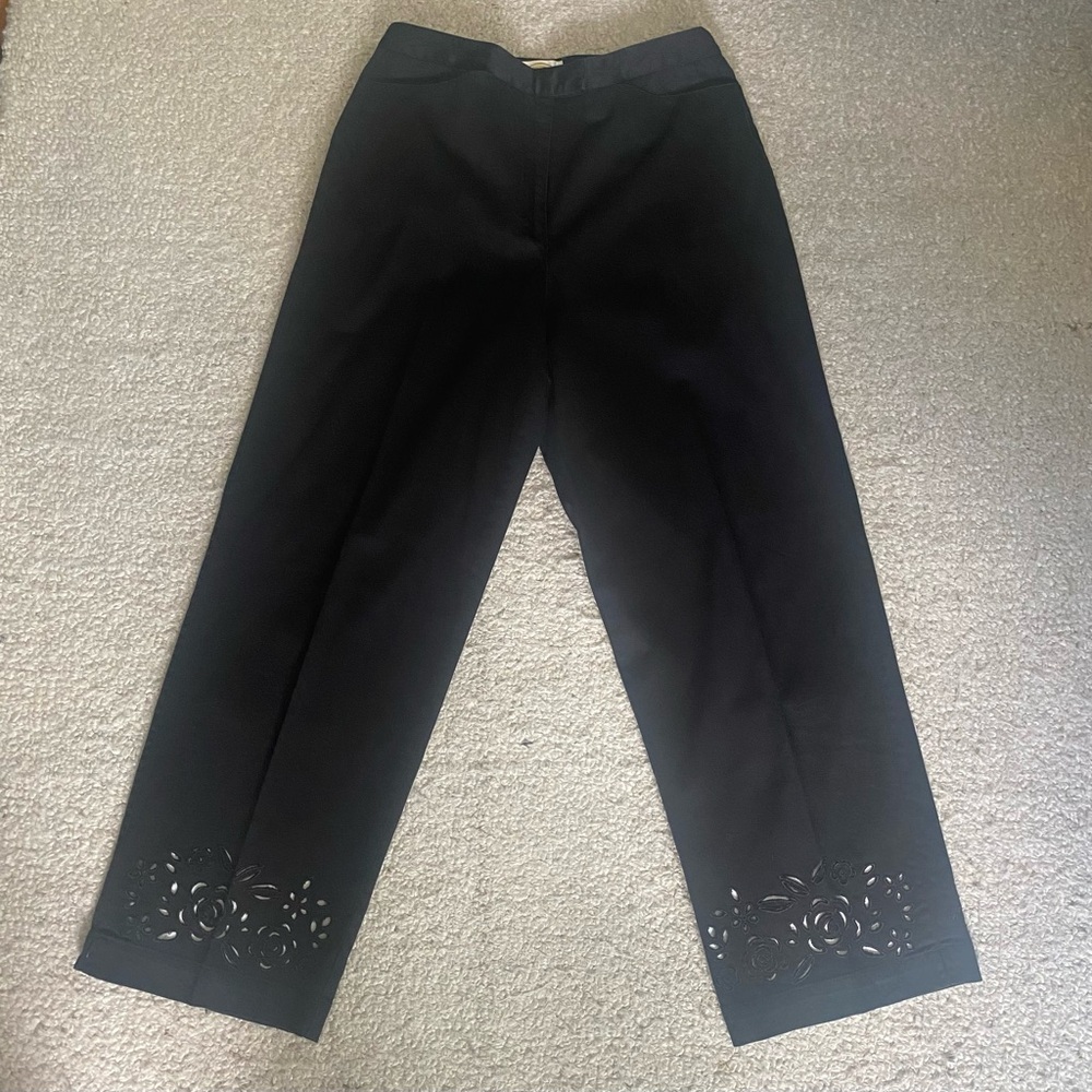 Floral Ankle Cutout ~Talbots~Size 10~Black ~ High Waisted ~ Stylish Attractive…